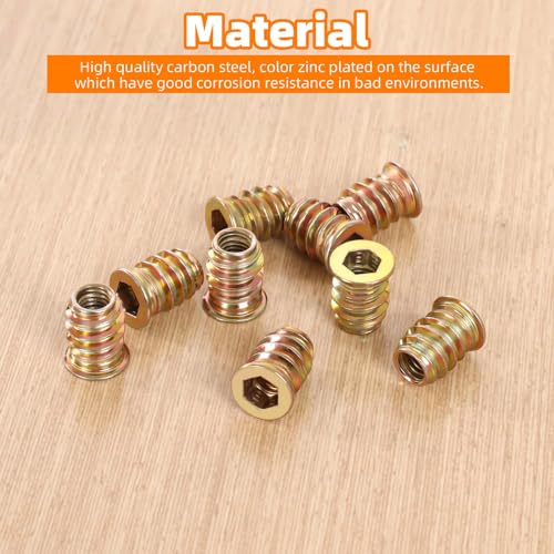 3/8-16 x 25mm Wood Inserts Bolt Furniture Screw in Nut Threaded Fastener Connector Hex Socket Drive for Wood Furniture, 25 PCS - size: 3/8-16 x 25mm