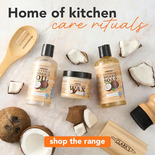 CLARK'S Cutting Board Care Kit with Coconut Oil - Includes Wax, Soap, Scrub Brush, Buffing Pad, and Applicator - for Kitchen Countertops, Butcher Blocks, Wooden Bowls and Utensils - Food Safe - style: Coconut Oil Extracts(Full Care Set)