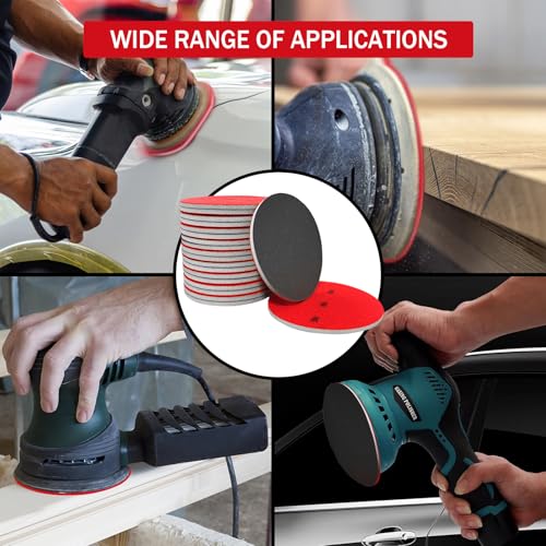 16Pcs 5 Inch Sanding Sponge Disc Hook and Loop 320 Grit Wet Dry Sanding Pads, Drywall Sandpaper Blocks for Wooden Drywall Sheetrock and Metal Glazing - style: 125mm - 320 Grit 16PCS