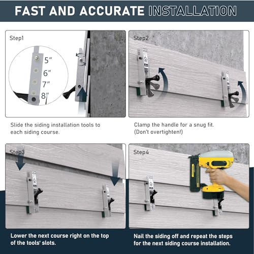 Siding Installation Tools, Siding Mounting Kit for Use with 7/16-Inch Wood/LP Sidings, Lap Sidings Gauge with Adjustable Reveals, Aluminum Body, 2 Packs - size: 7/16-Inch Thickness, style: Aluminum Body