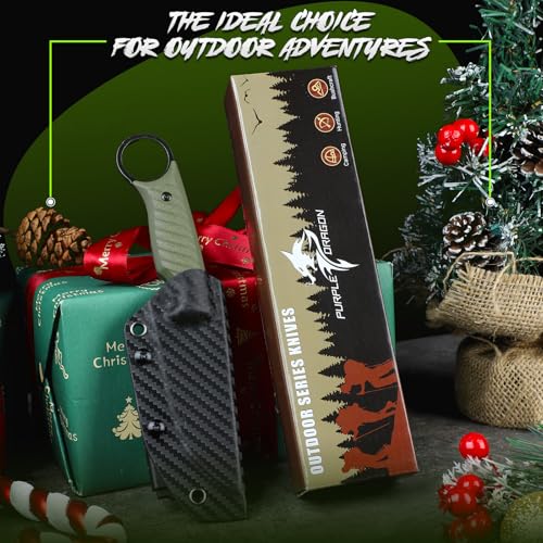 Purple Dragon Fixed Blade Knife with Kydex Sheath -Survival Knife Green - color: Green