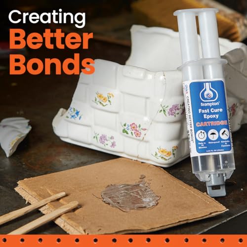 Brampton Fast Cure Epoxy, Quick 10-Min Set, 30-Min Cure, Waterproof 2-Part Epoxy Glue Kit for Tile, Metal, Ceramic, Glass, Wood, Stone, Strong Bonding, Sandable, Paintable Resin, Easy 1:1 Mix, 0.85 oz