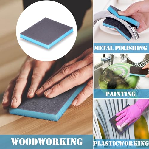 8Pcs 320 Grit Sanding Sponge, Jamiikury Sanding Blocks Washable and Reusable, Wet Dry Sandpaper Sponge for Wood Metal Furniture Paint and Drywall - size: 320 Grits