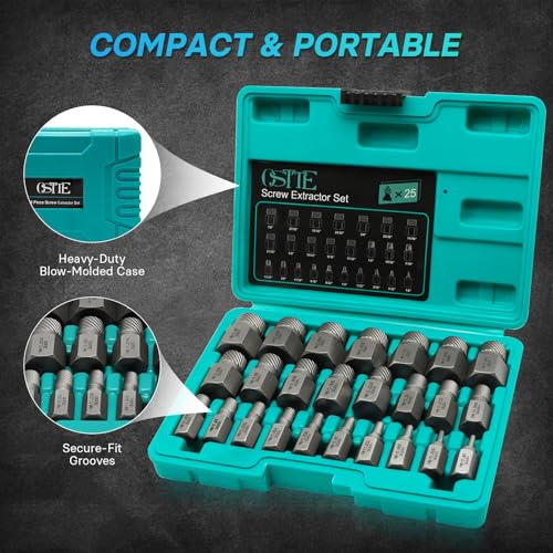 25Pcs Screw Bolt Extractor Set, Multi-Spline Easy Out Kit - size: 25 Piece