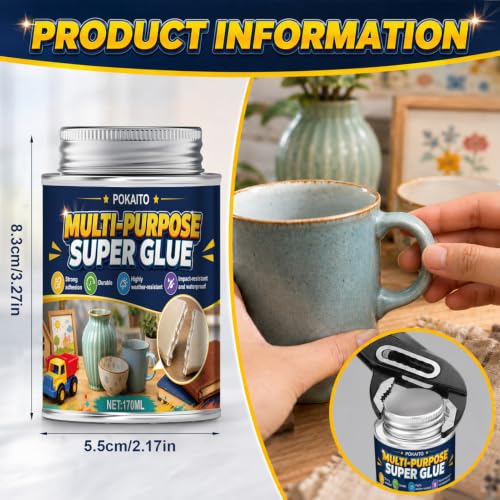 170ML Super Glue with Brush, All Purpose & Strong Adhesion, Clear