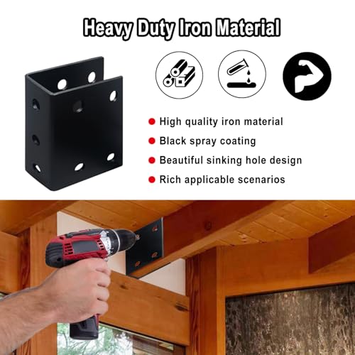 4pcs Iron 2" x 4" (Actually 1.81" x3.94") Deck Railing Connector, for Deck Railing, Handrail, Barn and Beam end Connection Installation