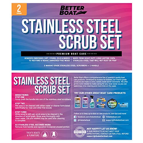 Stainless Steel Scrubber Set, Marine Grade Steel Wool Scouring Pads Scrub