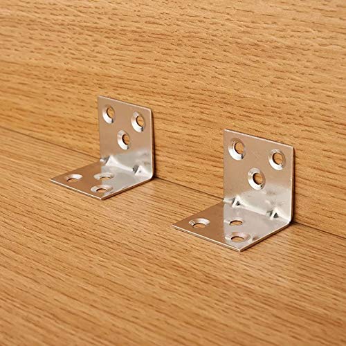 ZOENHOU 100 PCS 31 x 31 x 38 MM Corner Brace, Heavy Duty Stainless Steel Shelf Support L Shape Bracket, Angle Code Right Angle Brackets for Wood Furniture Fixation, 1.2 x 1.2 x 1.5 Inch - size: 100PCS 31 x 31 x 38mm Silver