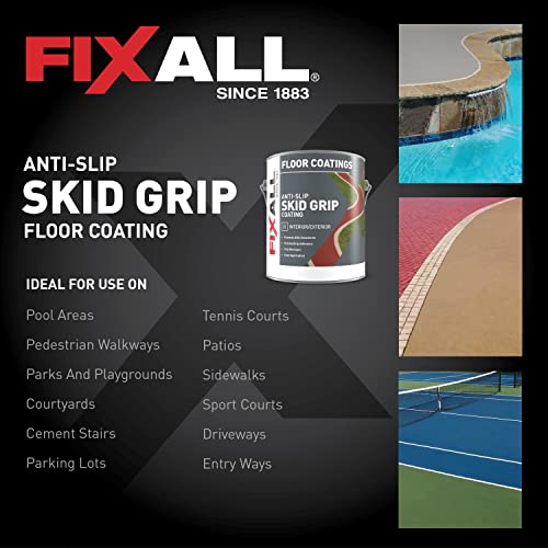 FIXALL Skid Grip Anti-Slip Coating, 1 Gallon, Slate, Exceeds ADA Standards, Ideal for Safety Areas, Slip-Resistant Pavement, Cement & Concrete Paint - color: Slate, size: 128 Fl Oz (Pack of 1)