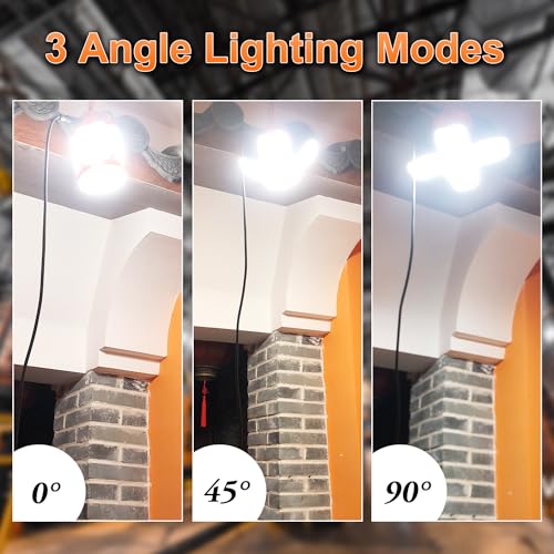 60w LED Temporary Work Light,9000Lm 5000K Super Bright Construction Lights 4 Adjustable Light Panels,Led Work Light IP67 Dust Waterproof with Hook Portable Linkable for Job Site Garage Lighting - size: 60 W
