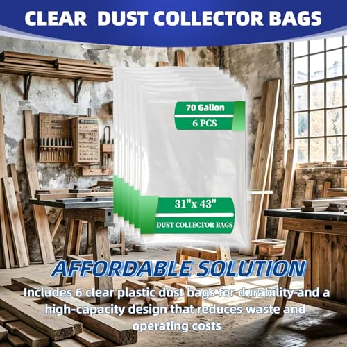709563 Dust Collector Bags Clear Plastic 6 Pack