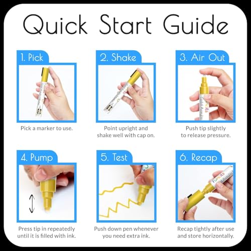 5 Yellow Paint Markers - Acrylic Paint Pen for Canvas, Wood, Metal - color: Yellow