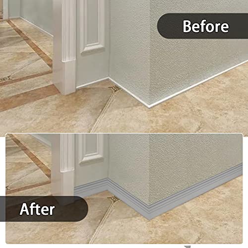 FONUNO Baseboard Molding Trim Peel and Stick Baseboard 4" Wide - color: Gray