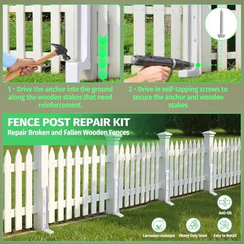 Fence Post Repair Stakes Kit, White, 4-Pack - color: White/4 Pack