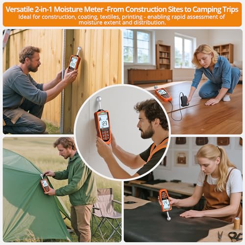 Neoteck 2-in-1 Dual Probe Moisture Meter with LCD Display and Audio Alarm