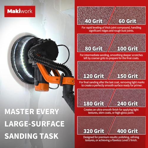 30PCS 9-Inch 10-Hole 320 Grit Hook & Loop Sanding Discs – Heavy-Duty Aluminum Oxide Sandpaper for Drywall Sander, Paint Removal, Wood & Metal Surface Prep - style: 10 Hole