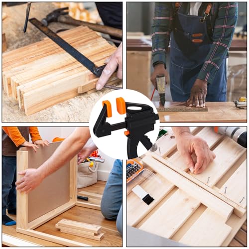 7 PCS 8 Inch Bar Clamps for Woodworking, Orange E-Z Hold Woodworking Bar Clamps Set, One-Handed Quick F Clamps, F Clamps Set for Carpenters & Woodworkers Tools - size: 7 PCS 8 Inch