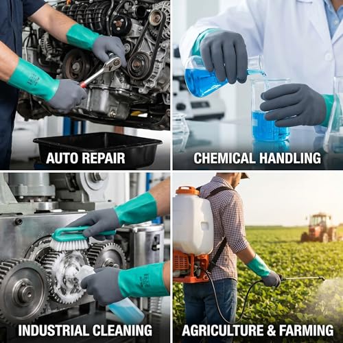 Nitrile Chemical Resistant Work Gloves, XL - size: X-Large