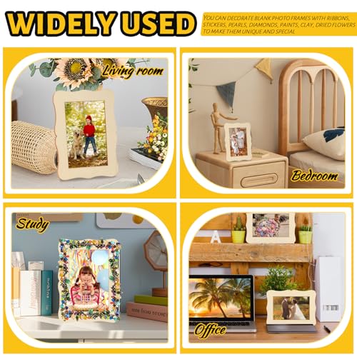 15 Pack Wooden Picture Frames for Crafts Wooden Frames for 4 x 6 Photos - color: Wave Shape-15