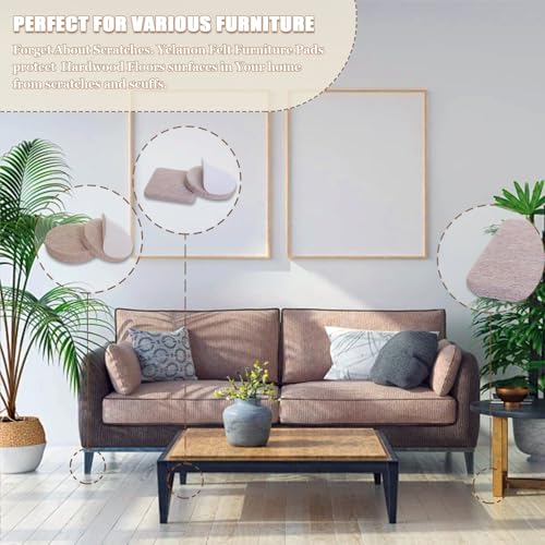Yelanon Felt Furniture Pads 56 Pcs for Hardwood Floors Black/Beige - color: 56pcs Beige & Black