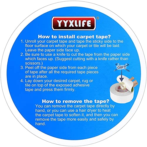 YYXLIFE Double Sided Carpet Tape for Area Rugs, Hardwood Floors, 2" x20YD - size: 2Inch x 20 Yards