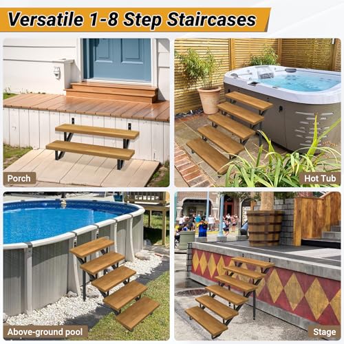 Stair Step Riser w/Reinforcing Support Legs, 5-Step 2 PCS Stair Stringer - size: 5 Step
