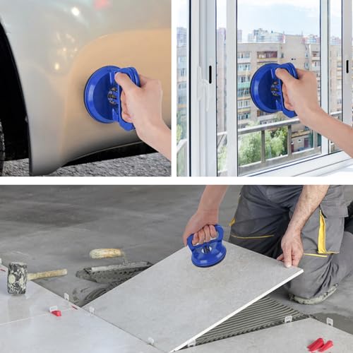 FCHO Glass Suction Cup Heavy Duty Aluminum Vacuum Plate Puller Handle Holder Hooks Duty Galss Lifting/Tile Suction Cup Lifter/Moving Glass/Pad for Lifting (Blue, 2Pack) - color: Blue
