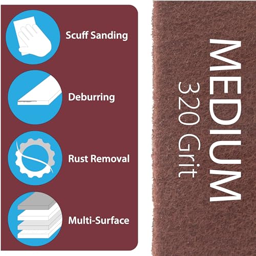 6" X 9" Non-Woven Grey Scuff Pads 320 Grit - 10 Pack (Maroon) - color: Maroon, size: 6" x 9"