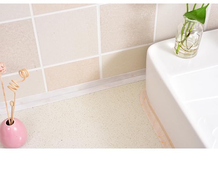 White Waterproof Caulk Tape PVC Self Adhesive Caulk Strip Joint Adhesive Shower Bathtub Joint Strip Bathroom Sealing Tape Kitchen Sealing Tape and Shower Tile Sealant - style: White