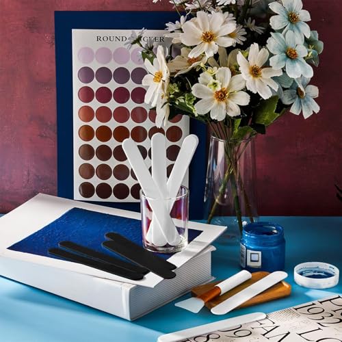 15 Pieces Reusable Stir Sticks Sets Include 12 Pieces Resin Stirring Makeup Sticks and 3 Pieces Silicone Epoxy Brushes for Mixing Resin Epoxy Liquid Facial Cover Paint Making DIY(Black, White) - color: Black, White