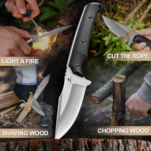 Purple Dragon Fixed Blade Knife - Full Tang Hunting Knife Black - size: 3.3 inch