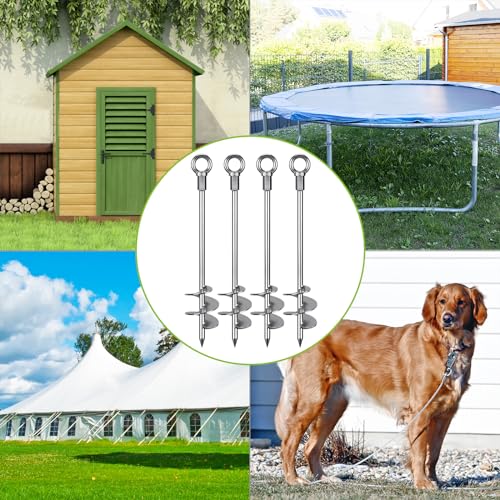 Insaga 30'' Ground Anchors Screw in Heavy Duty 12mm Solid Steel, 3" Spiral Blade with Smooth Edges, Fully Welded Design for Mobile Home, Shed, Trampoline, Swing Set, Carport, Earth, Tent, 2Pack - color: 30''-2pcs