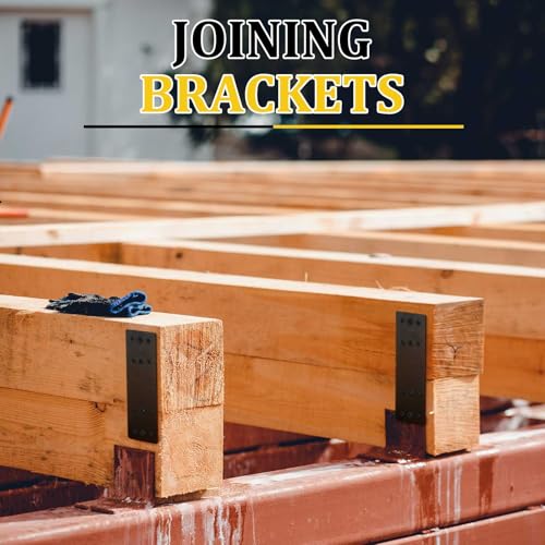 Tandefio 12 Pcs 10"x3" Straight Steel Flat Plates Black Metal Mending Plate with Hole Fixing Joining Bracket with 144 Pcs Screws for Wood Furniture, Repair House, Pavilion, Truss Framing