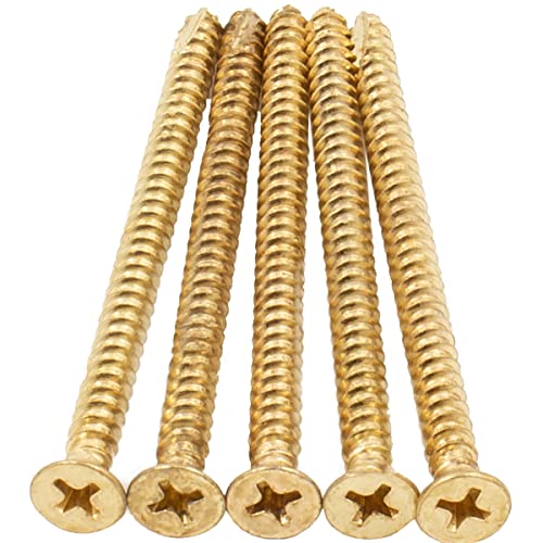 Stone Harbor Hardware Door Hinge Screws, #9 x 2-3/4", 100-Pack, Polished Brass - color: Polished Brass