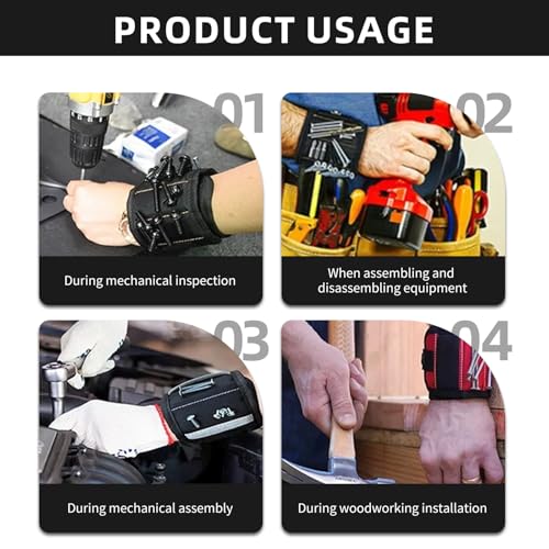 Magnetic Wristband Tool Holder Adjustable Strong Magnets (Blue) - color: Blue