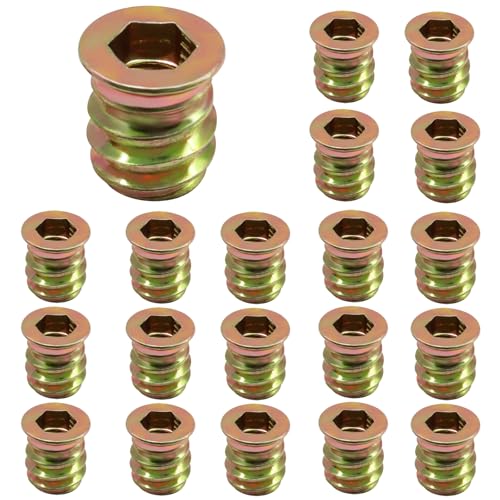 Piutouyar 20 Pcs M6x13mm Threaded Inserts Nuts for Wood - size: M6x13mm