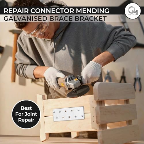 10 Pack Flat Joining Nail Plates (4.72" x 1.57" x 0.08") Connecting Perforated Metal Brace Bracket Timber Wood Fixing Galvanised Steel Repair Connector - size: 4.72" x 1.57"