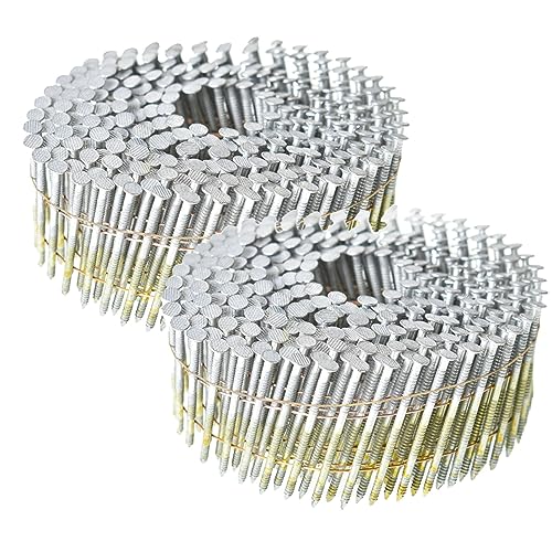 GXYWADY 3600Pcs Wire Coil Siding Nails 0.092 x 1-1/2 In Hot-Dip Galvanized Paint-Dipped Ring Shank Inclined 15 Degree Full Round Head Siding Nails of Lathing and Sheathing Materials - size: 0.092*1-1/2in