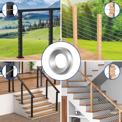 BLIKA 60Pack Cable Railing Adhesive Sleeves for Deck Stair Railings Posts - size: Silver