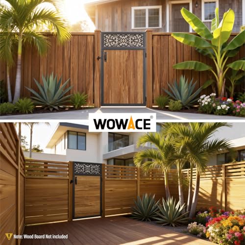 3x5FT Fence Gate Frame Kit 201 Stainless Steel Heavy Duty Garden Gates Anti-Sag Backyard Front Gate Reinforcement Hardware, Left/Right Mount (No Wood Planks Included) - color: W3xH5ft-European