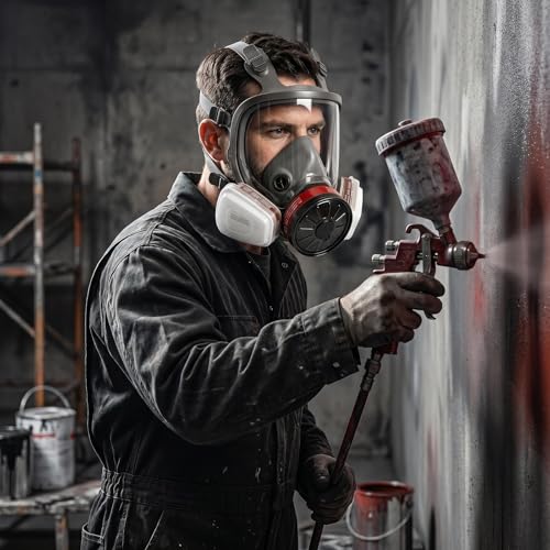 Reusable Full Face Gas mask Set, Full Face Respirator for Painting, Gas, Dust, Welding, Cutting, Spraying, DIY