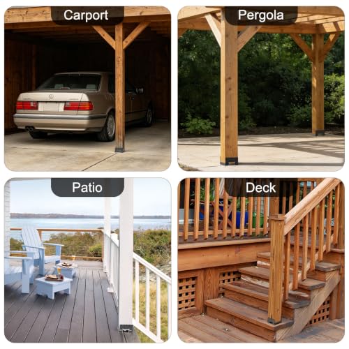 10 Pack 6x6 Post Base for Concrete, Post Anchor Base, Black - size: 10 Pack Black