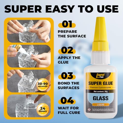 Glass Super Glue Clear 30g, Thin Superglue Crystal Repair Heavy Duty - size: 1oz-thin