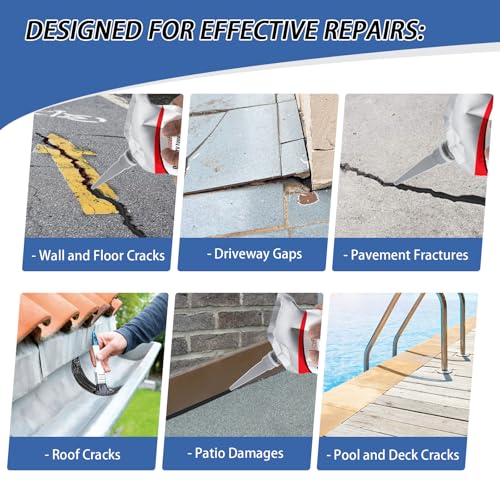Asphalt Crack Filler, Crack Repair Sealant, Driveway Crack Sealer for Asphalt & Blacktop, Fast-Drying, Weather-Resistant, Easy to Apply Pavement Repair Sealant(2 Pcs,2.2LB)