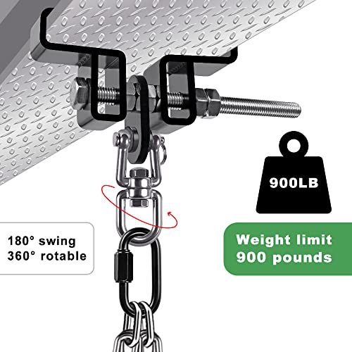 SELEWARE Heavy Duty Punching Bag Hanger, Steel I Beam Clamp for Heavy Bag - color: B. Beam Clamp with Swivel & Carabiner (2 Pack)