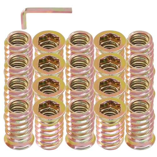 20 Pcs 3/8"-16x 25mm Threaded Inserts for Wood - size: 3/8"-16x 25mm