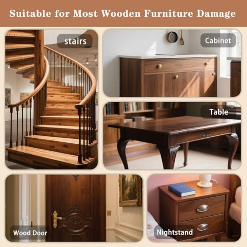 Wood Filler Sticks & Scratch Repair Kit - 16 Colors Wood Repair Crayons for Scratches, Holes on Furniture, Floors, Doors | Quick Fix