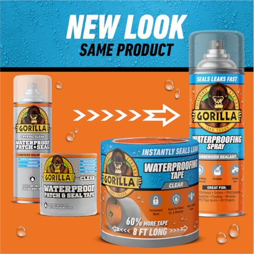 Gorilla Waterproofing Spray, Clear, Flexible Rubberized Sealant, 14 oz - color: Clear, size: 1 - Pack