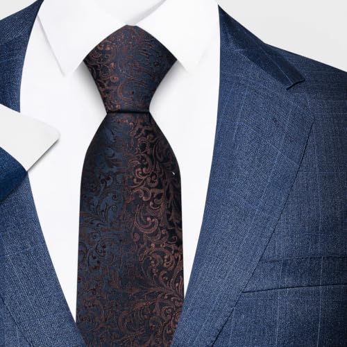 joy alice Tie For Men 6 PCS Necktie Woven Jacquard Neck Ties Set Neck Ties - color: Flower Brown Burgundy Striped Beige