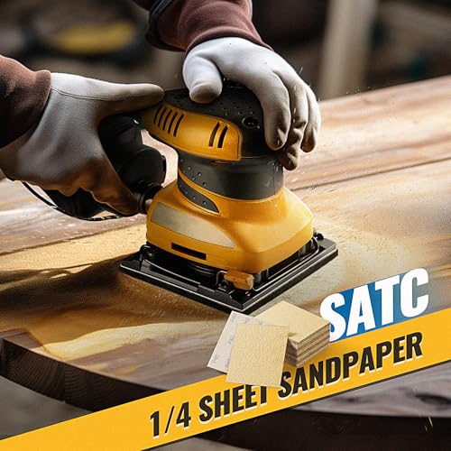 S SATC 1/4 Sheet Sandpaper 40PCS Hoop and Loop Sandpaper 5.5" x 4.5" Sandpaper for Palm Sander 40 Grit Sandpaper Sheets for Palm Sanders Sanding Sheets for Wood Woodworking and Car Automotive - style: 40grit